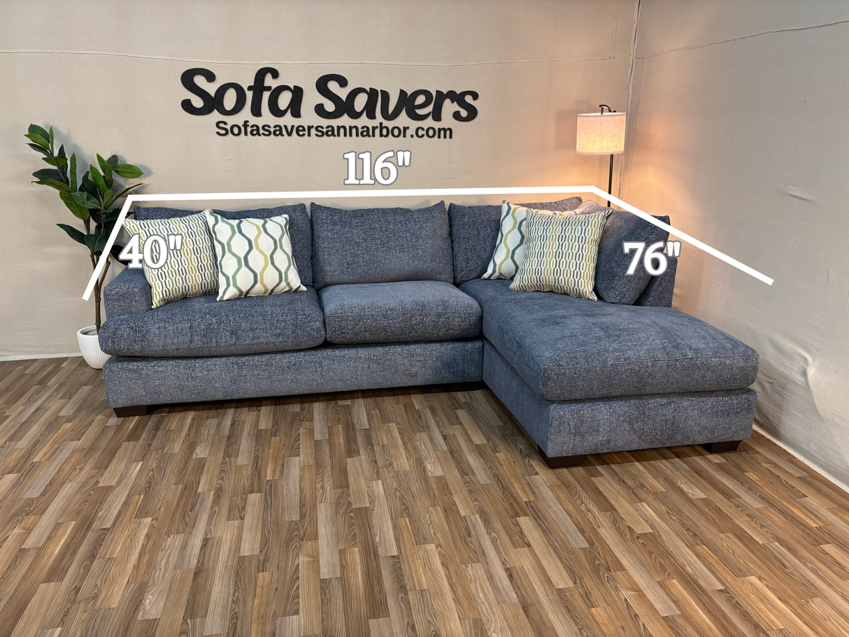 Ophelia 2-Piece Sectional in Blue