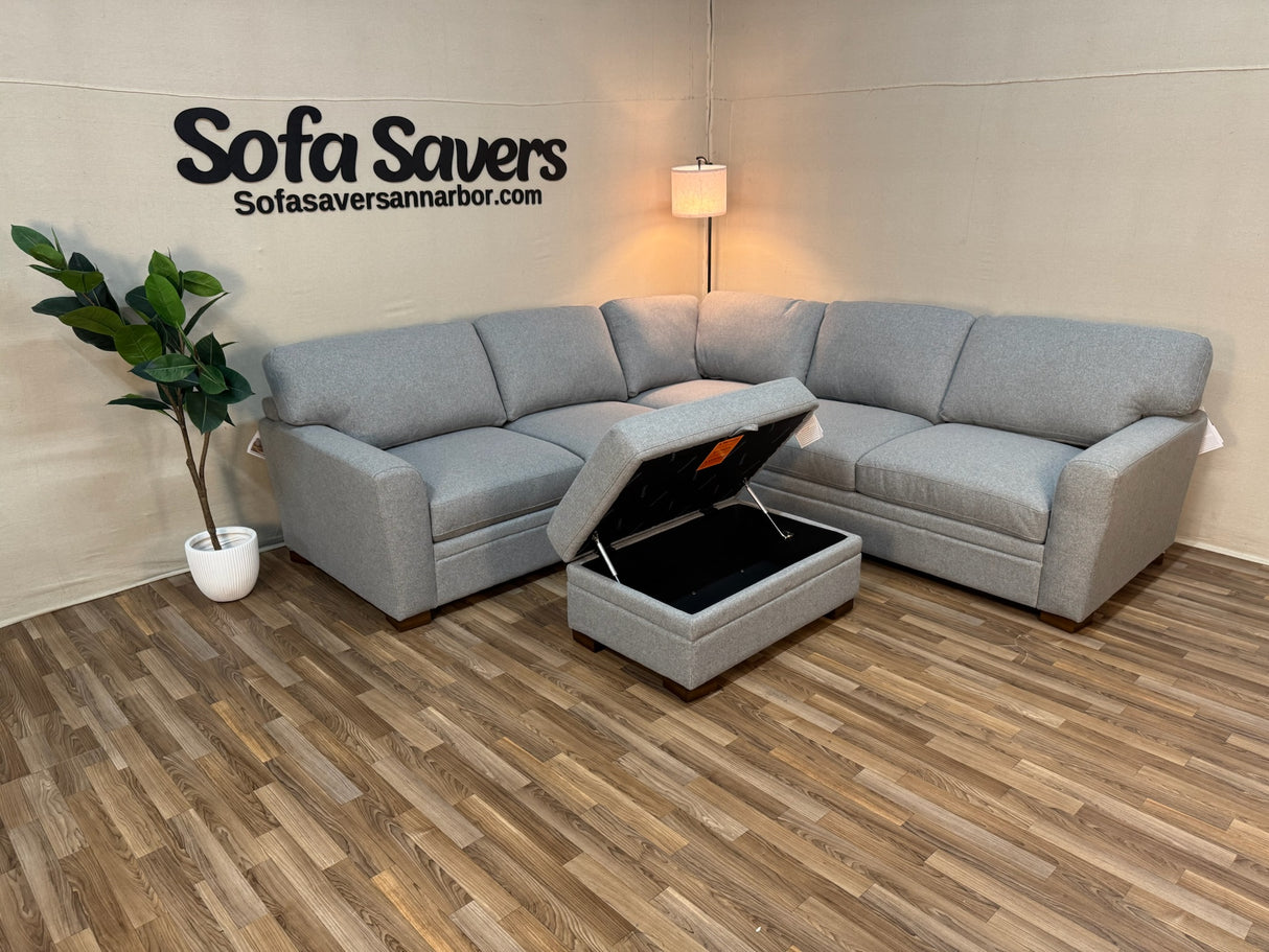 Gray Costco Thomasville Langdon 2-Piece Sectional w/ Storage Ottoman