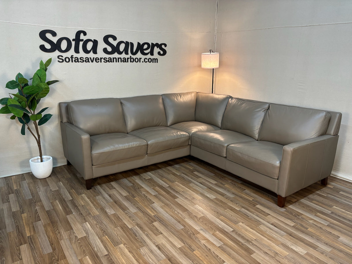 Tan Costco West Park Leather Sectional