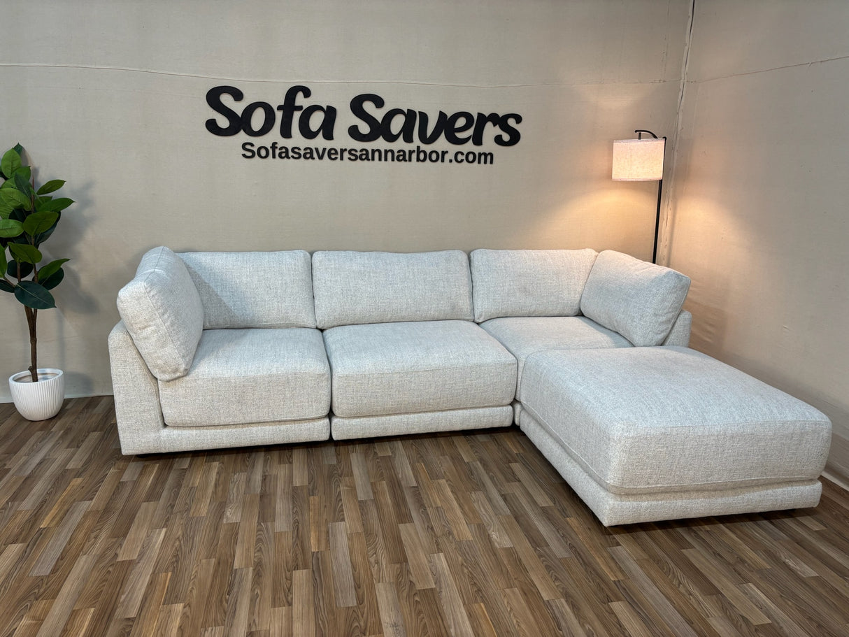 Light Gray Costco Dayna 4-Piece Modular Sectional w/ Ottoman