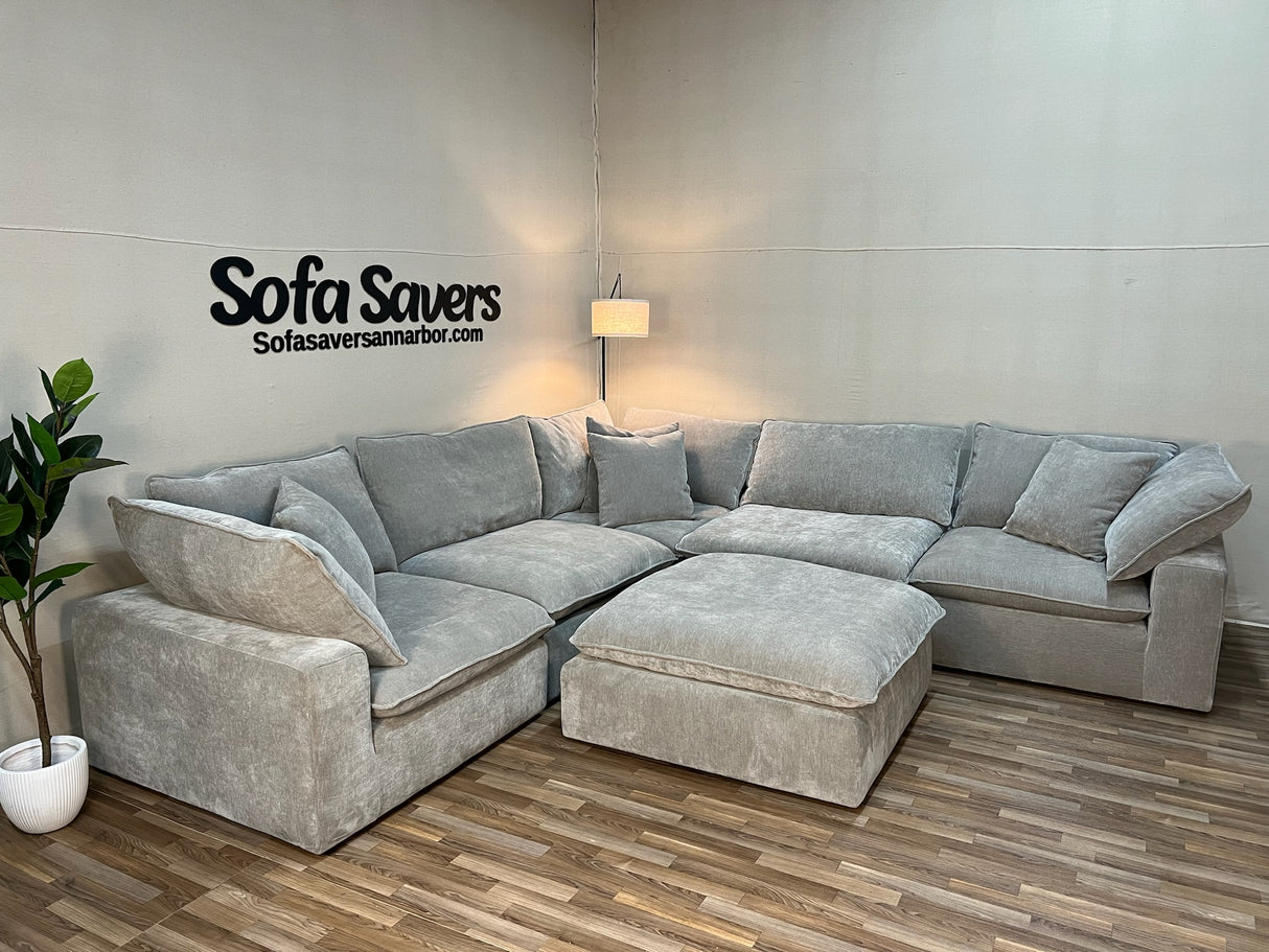 Gray Costco Sereen Cloud 6-Piece Modular Sectional w/ Ottoman