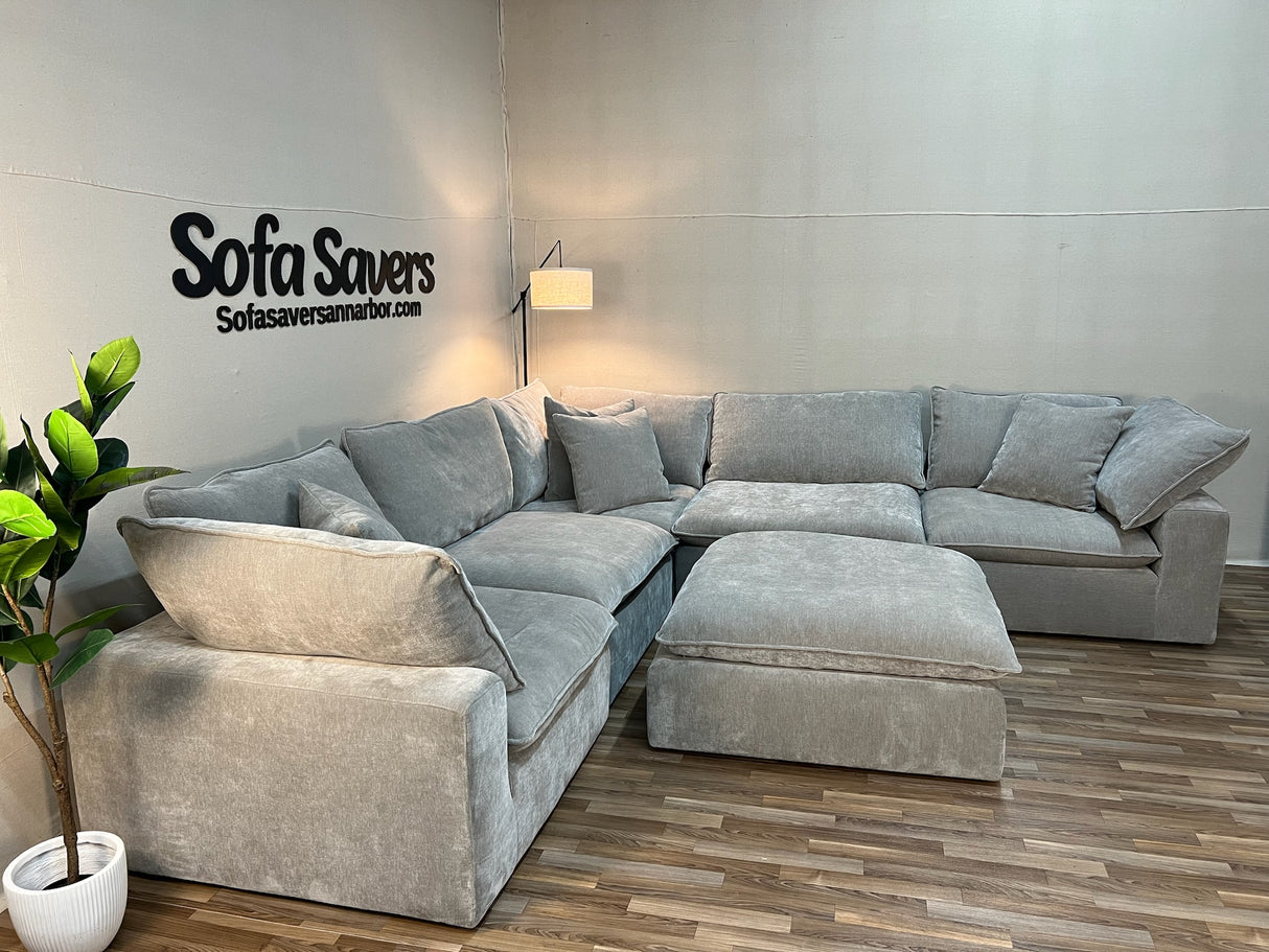 Gray Costco Sereen Cloud 6-Piece Modular Sectional w/ Ottoman