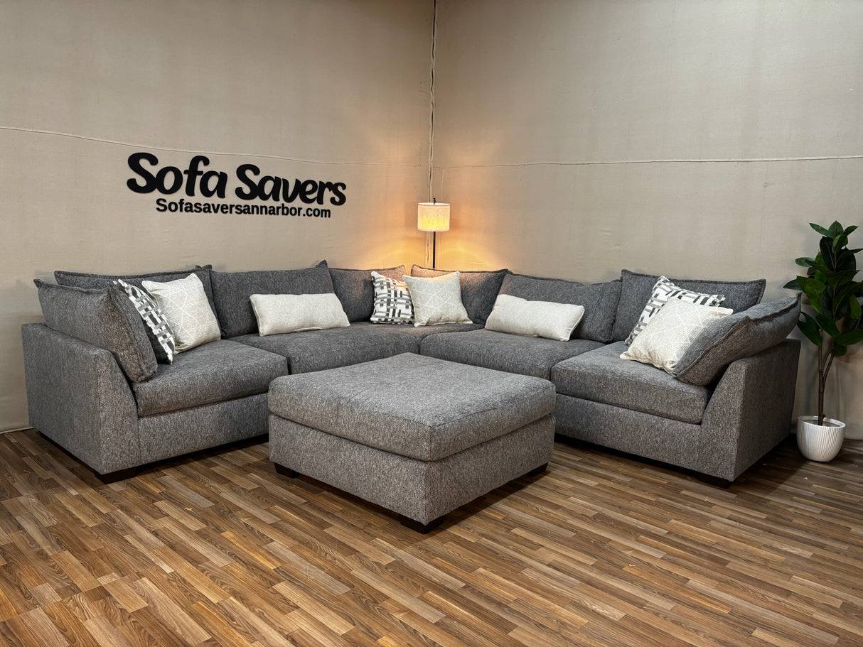 Hudson 5-Piece Modular Sectional in Slate Gray