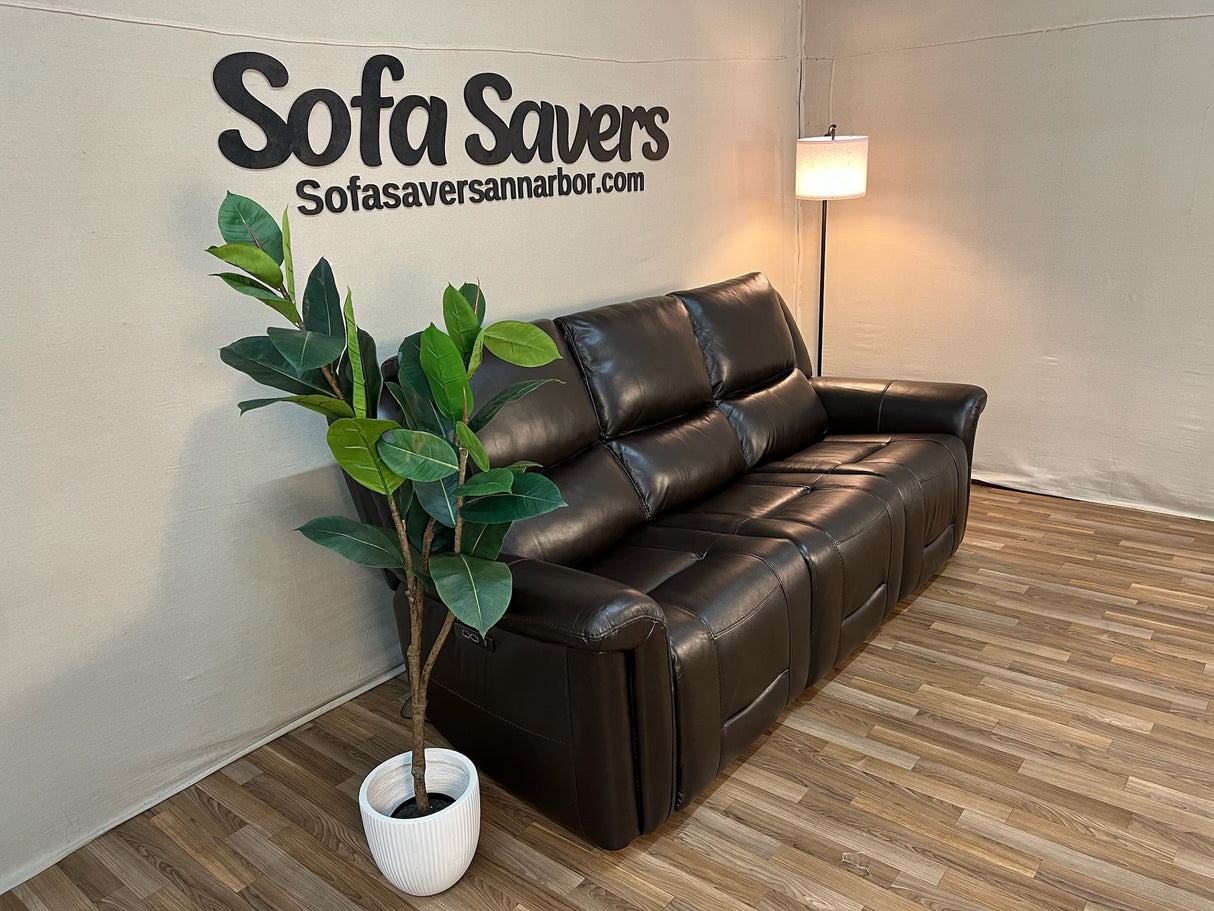 Brown Costco Alba Leather Power Reclining Sofa