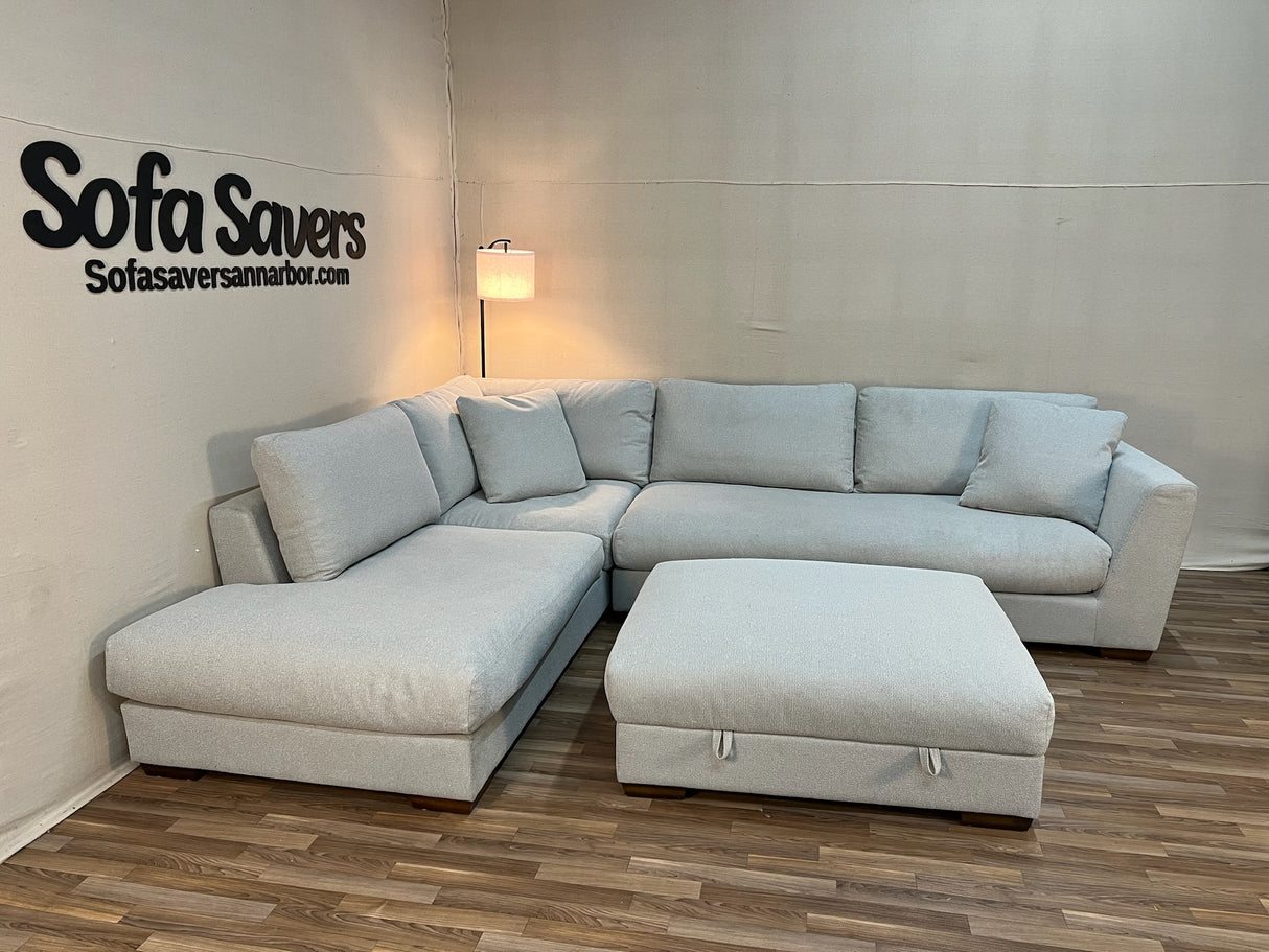 Gray Costco Henredon Larkin 2-Piece Sectional w/ Storage Ottoman