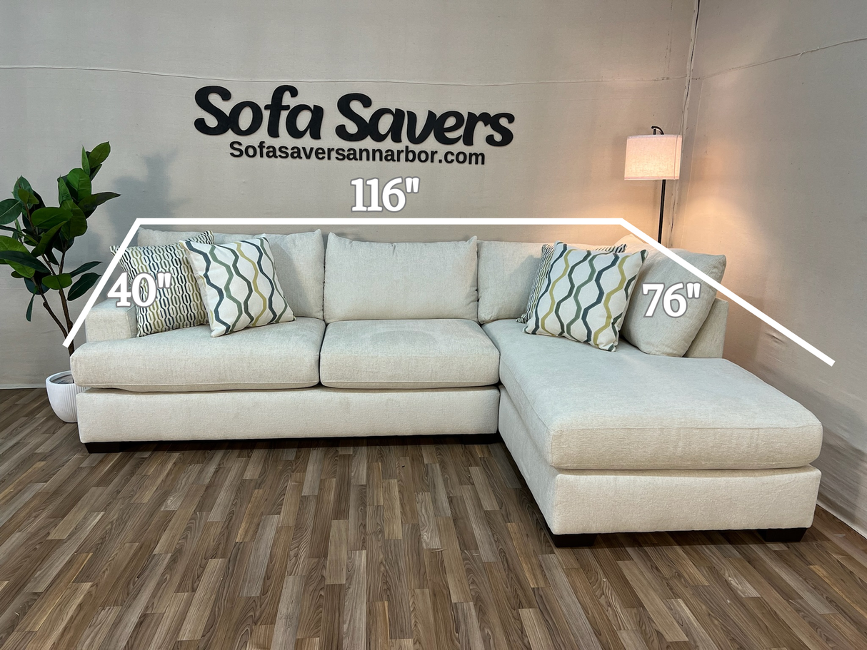 Kerry 2-Piece Sectional in Cream