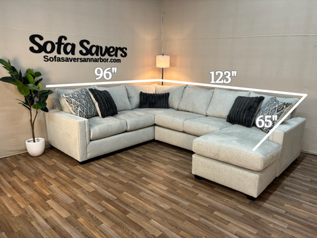 Wolverine U Shape Sectional w/ Reversible Chaise in Cream