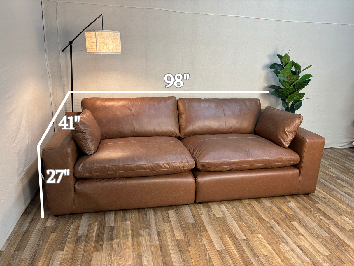 Emilia Leather Cloud Modular Sectional (Customizable)