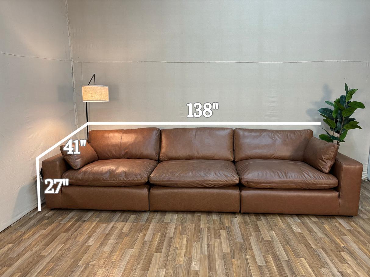 Emilia Leather Cloud Modular Sectional (Customizable)