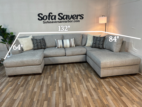 Barton Double Chaise Sectional in Gray