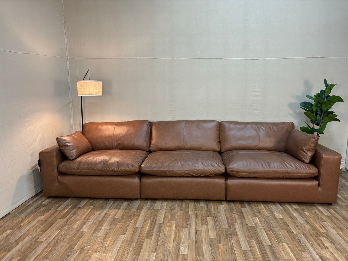 Emilia Leather Cloud Modular Sectional (Customizable)