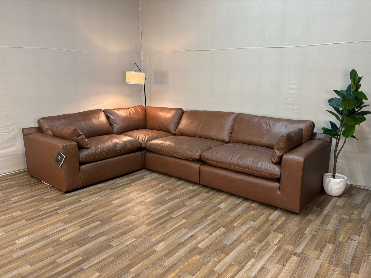 Emilia Leather Cloud Modular Sectional (Customizable)
