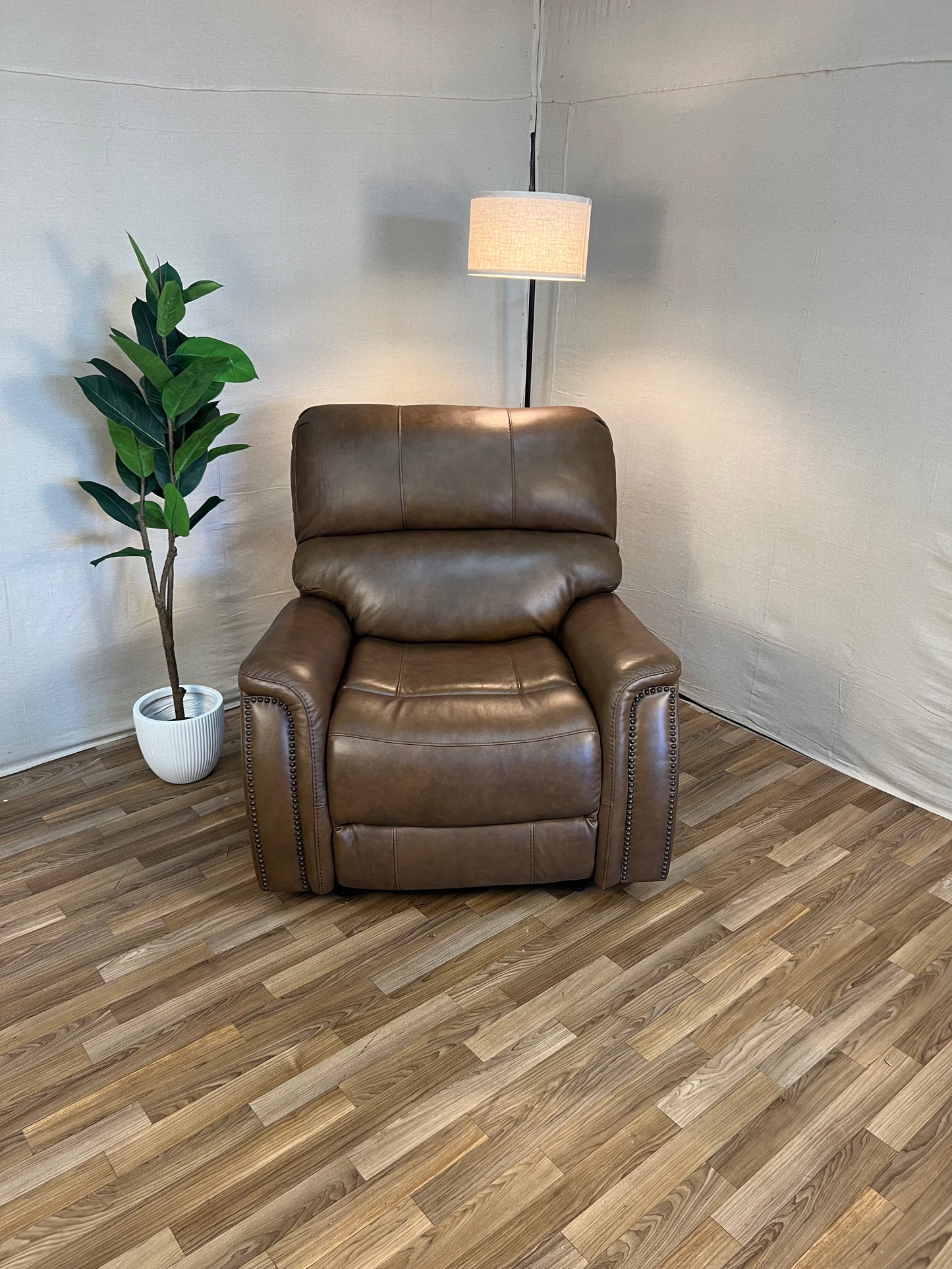 Brown Costco Barcalounger Presley Leather Power Reclining Chair