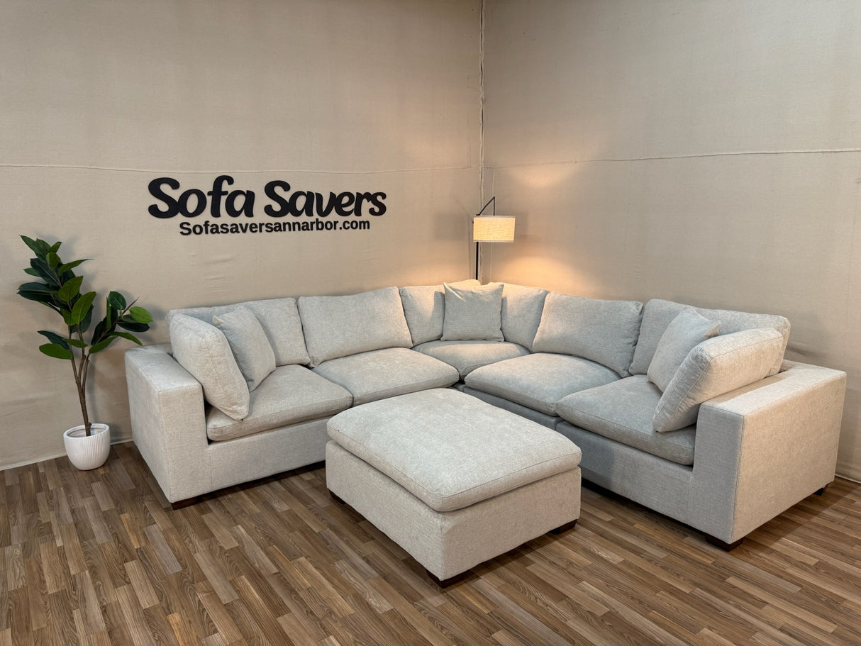 Light Gray Costco Thomasville Lowell 6-Piece Modular Sectional w/ Ottoman