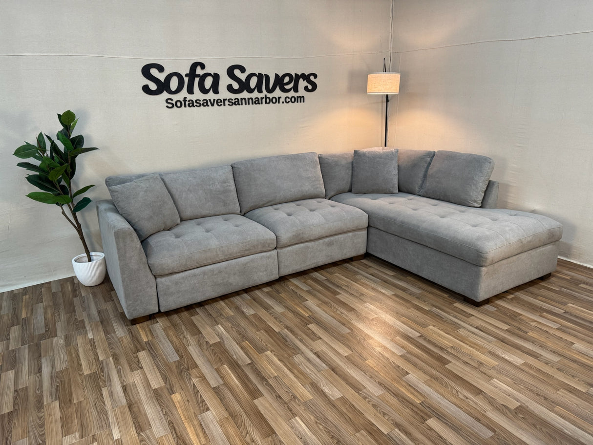 Gray Costco Thomasville Miles 2-Piece Sectional w/ Power Footrests