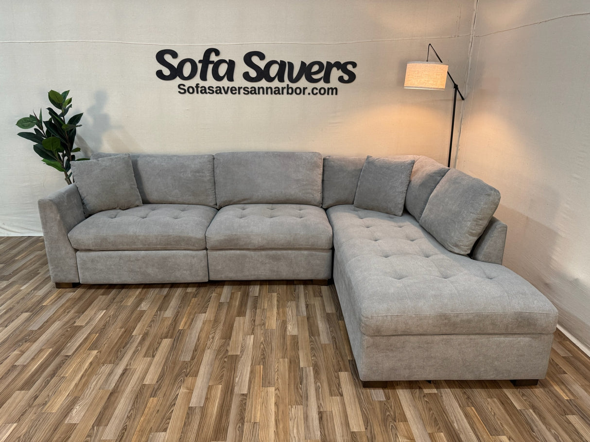 Gray Costco Thomasville Miles 2-Piece Sectional w/ Power Footrests