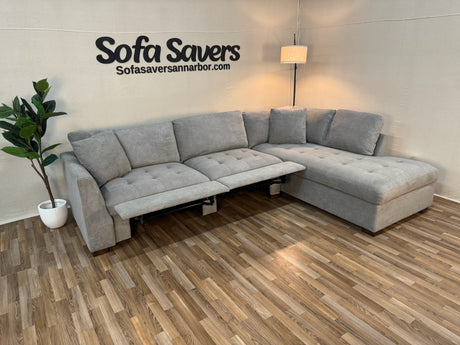 Gray Costco Thomasville Miles 2-Piece Sectional w/ Power Footrests