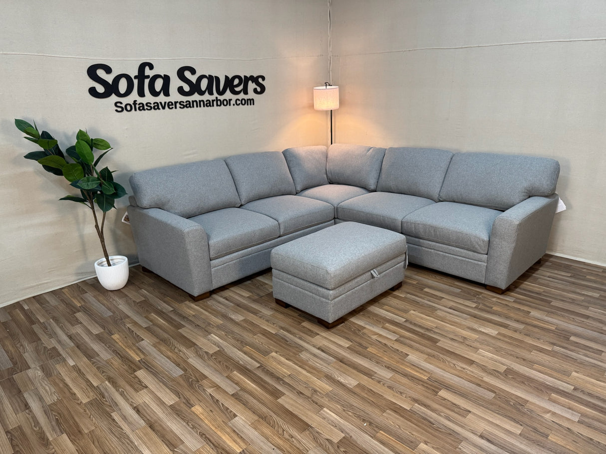 Gray Costco Thomasville Langdon 2-Piece Sectional w/ Storage Ottoman