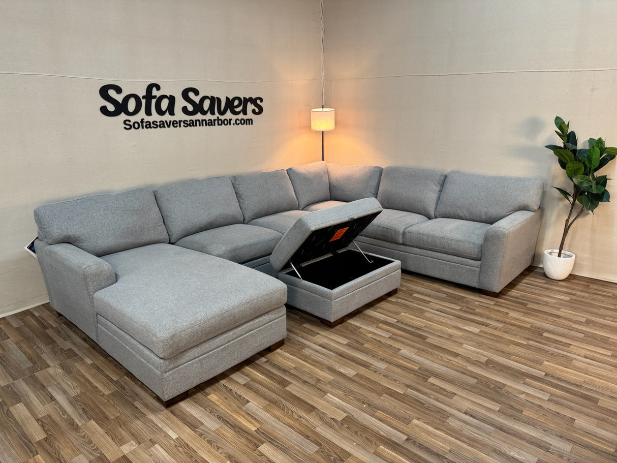 Gray Costco Thomasville Langdon 3-Piece Sectional w/ Storage Ottoman