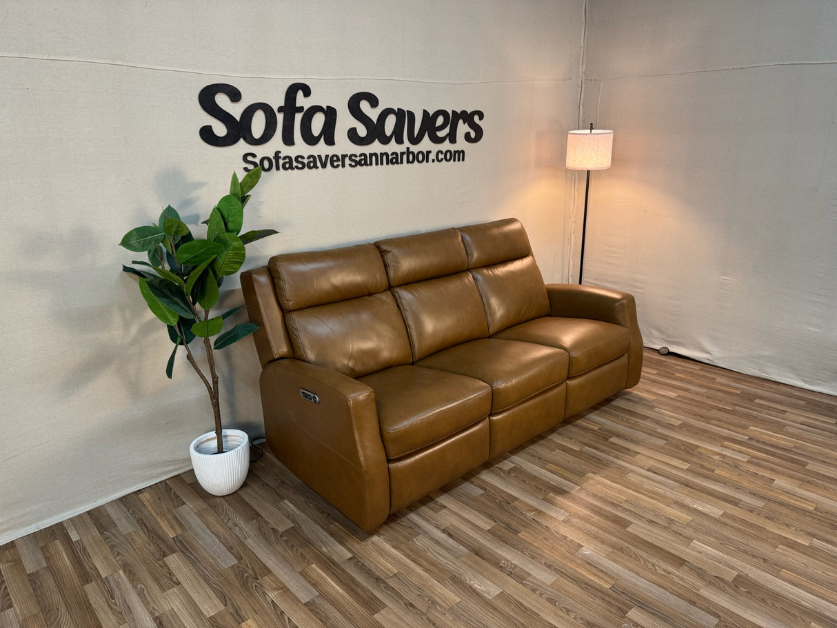Brown Costco Thorton Leather Power Reclining Couch