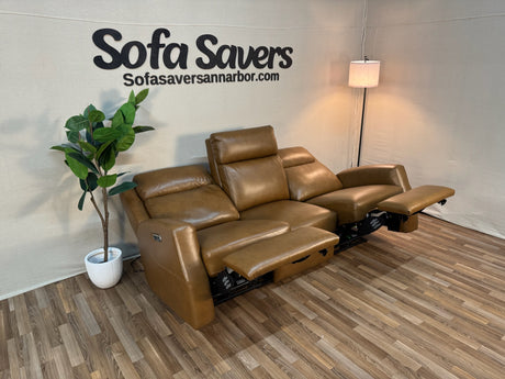 Brown Costco Thorton Leather Power Reclining Couch
