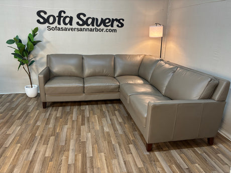 Tan Costco West Park Leather Sectional