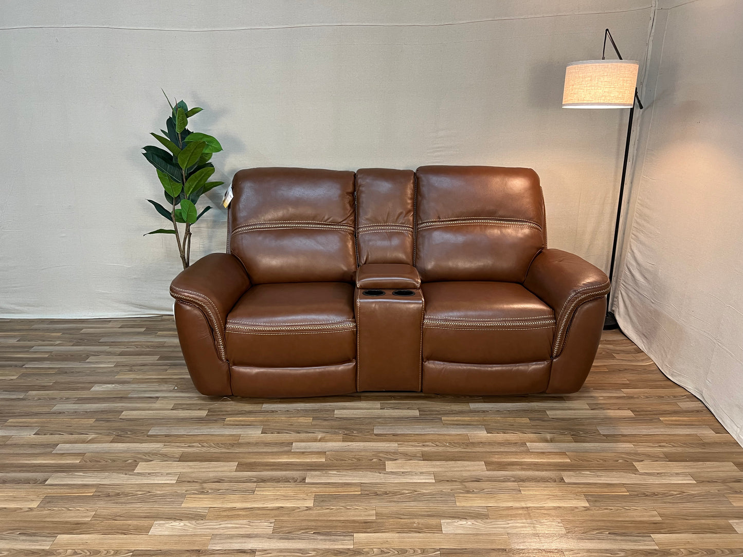 Brown Costco Oliver Leather Power Reclining Loveseat