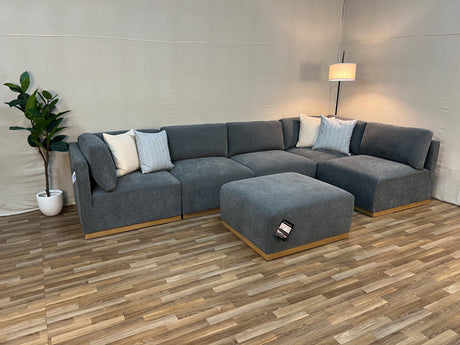 Gray Costco Henredon Murphy 6-Piece Modular Sectional w/ Ottoman