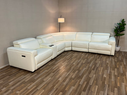 White Costco Turner 6-Piece Leather Power Reclining Sectional