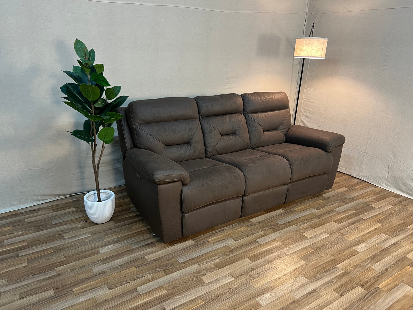 Brown Costco Lawton Fabric Power Reclining Couch