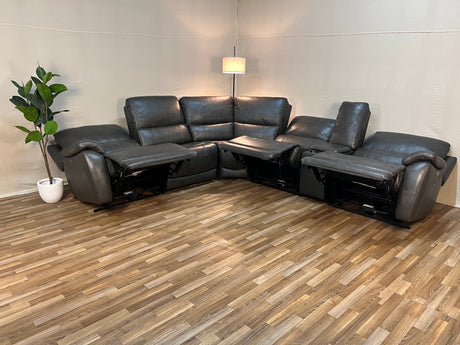 Gray Costco Wylder 6-Piece Leather Power Reclining Sectional