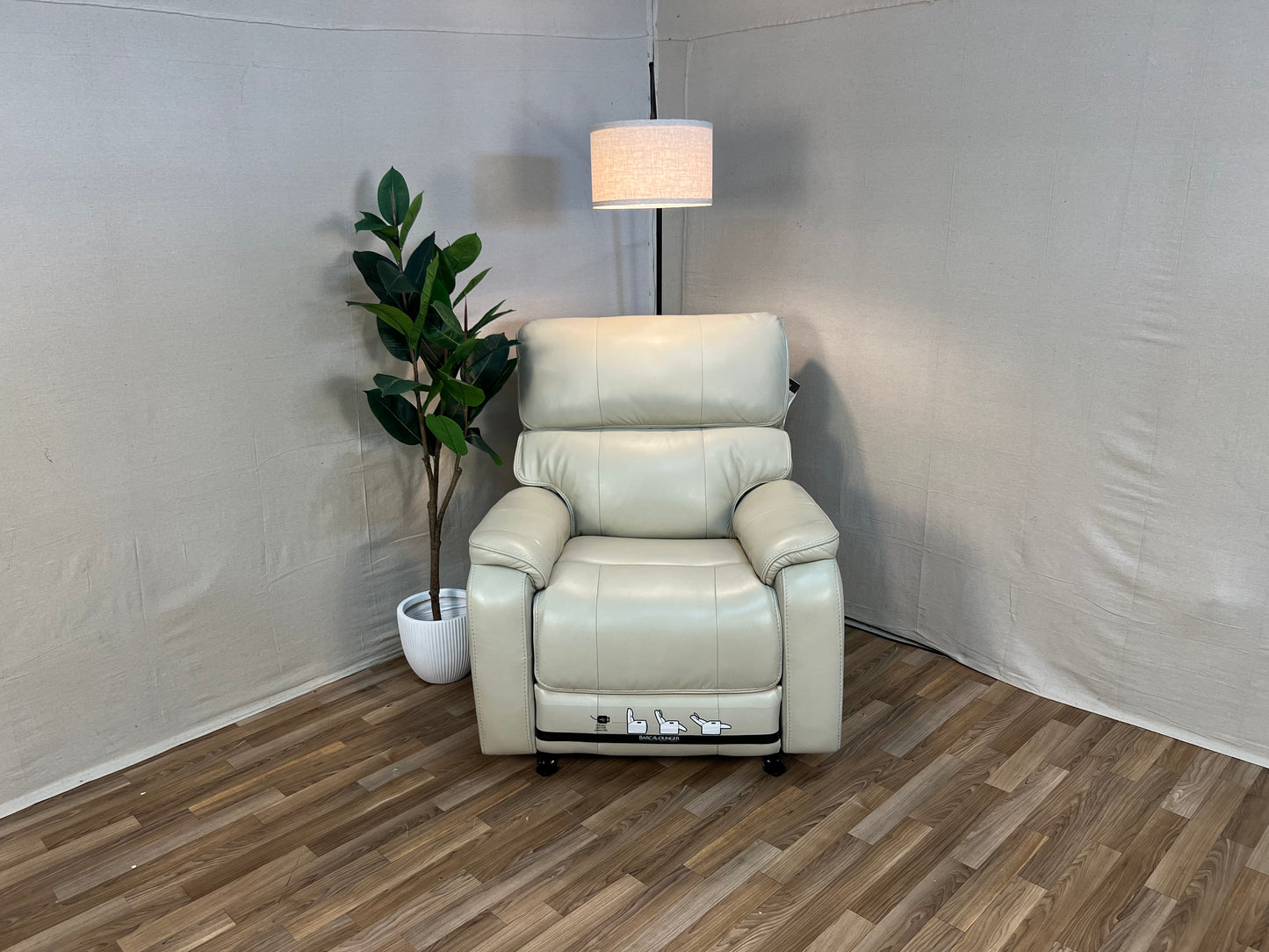 White Costco Barcalounger Columbia Leather Power Reclining Chair