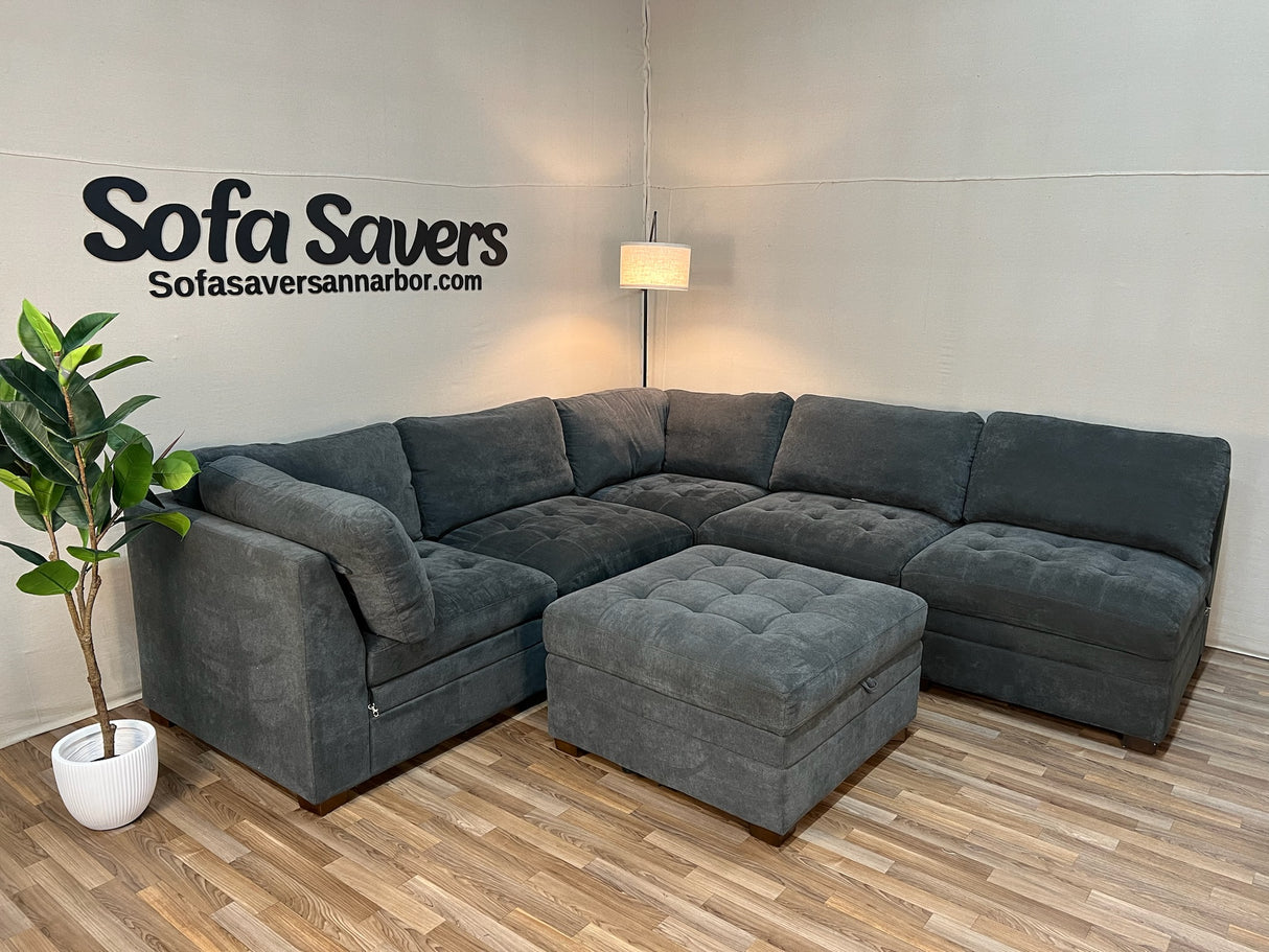 Dark Gray Costco Thomasville Tisdale 6-Piece Modular Sectional with Storage Ottoman
