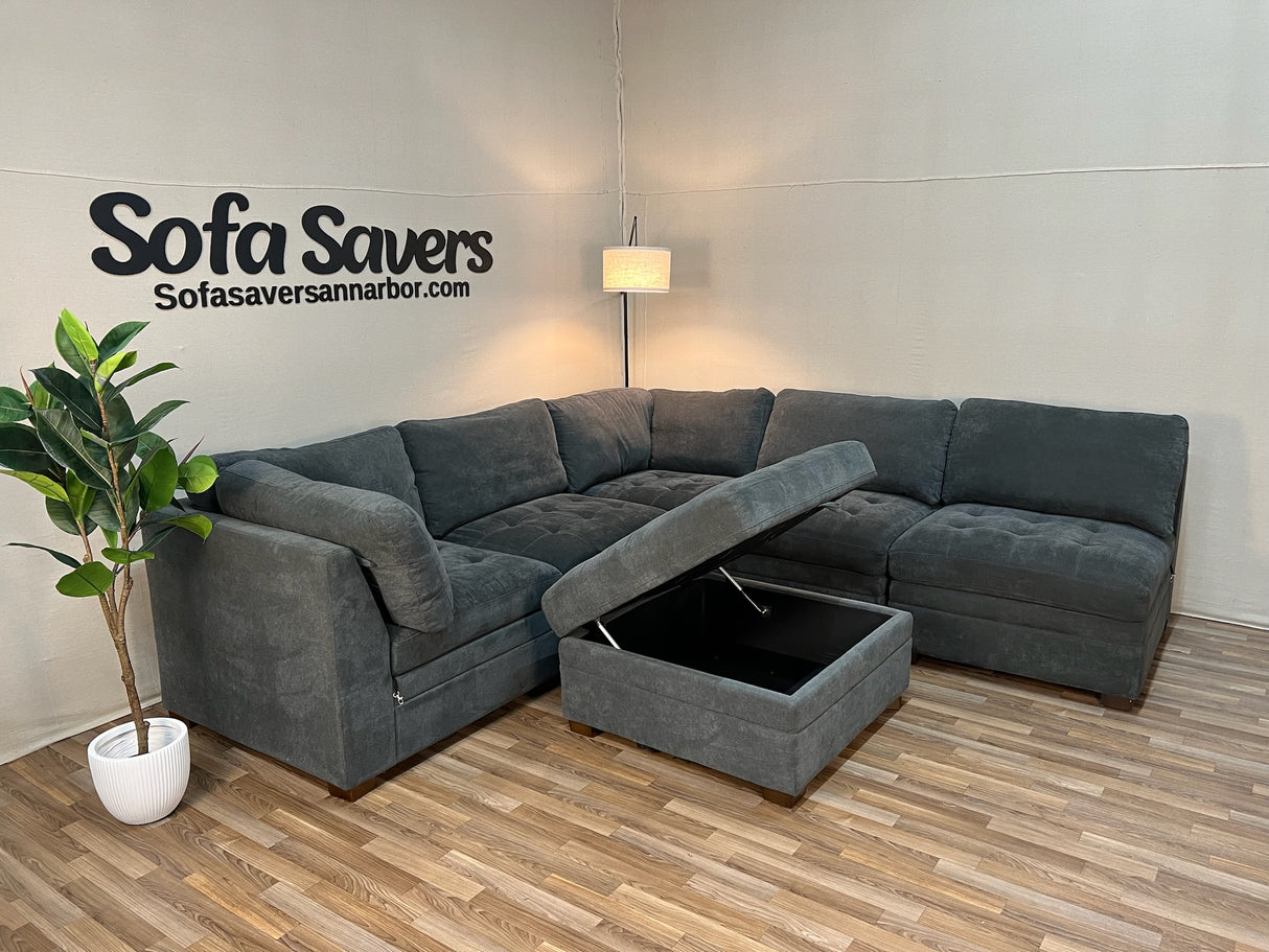 Dark Gray Costco Thomasville Tisdale 6-Piece Modular Sectional with Storage Ottoman