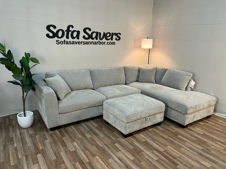 Gray Costco Thomasville Walsen 2-Piece Sectional w/ Storage Ottoman