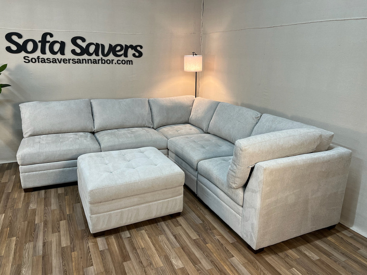 Beige Costco Thomasville Tisdale 6-Piece Modular Sectional with Storage Ottoman