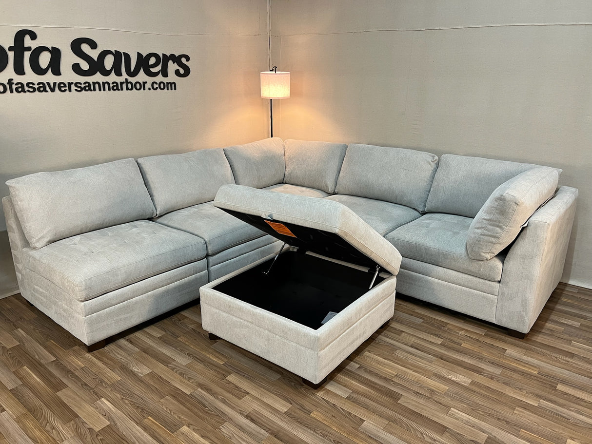 Beige Costco Thomasville Tisdale 6-Piece Modular Sectional with Storage Ottoman