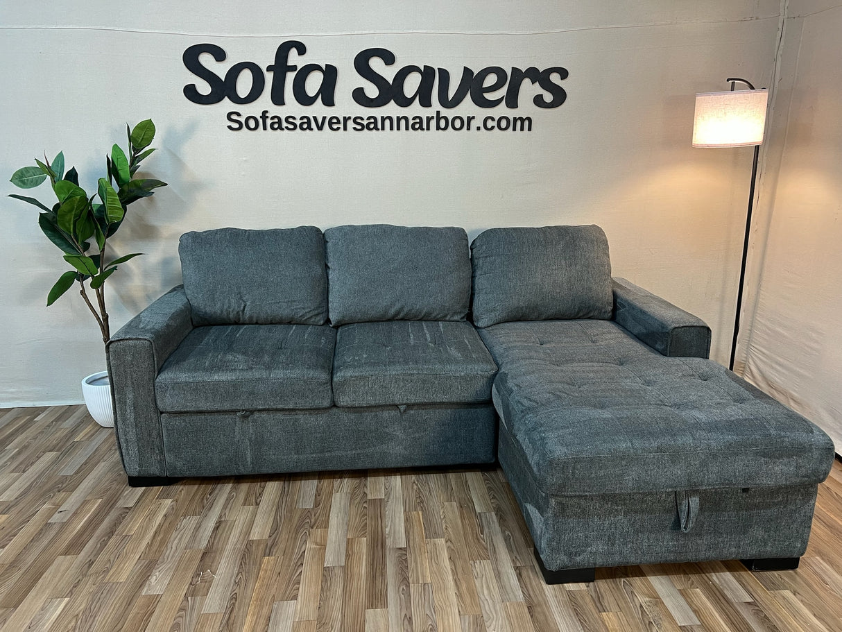 Gray Costco Kendale Sleeper Sectional with Storage Chaise