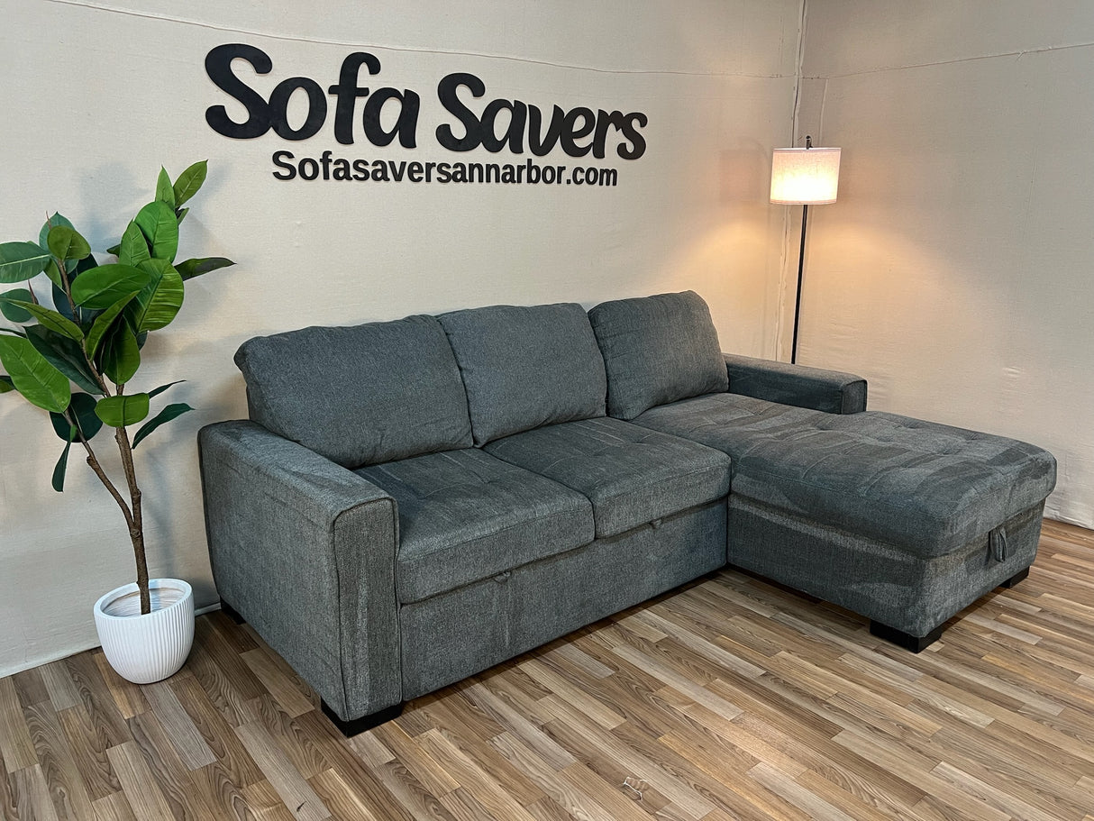 Gray Costco Kendale Sleeper Sectional with Storage Chaise