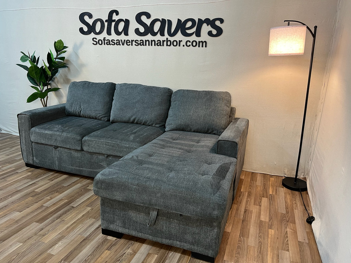 Gray Costco Kendale Sleeper Sectional with Storage Chaise
