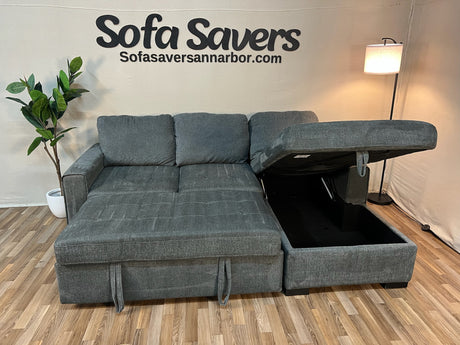 Gray Costco Kendale Sleeper Sectional with Storage Chaise