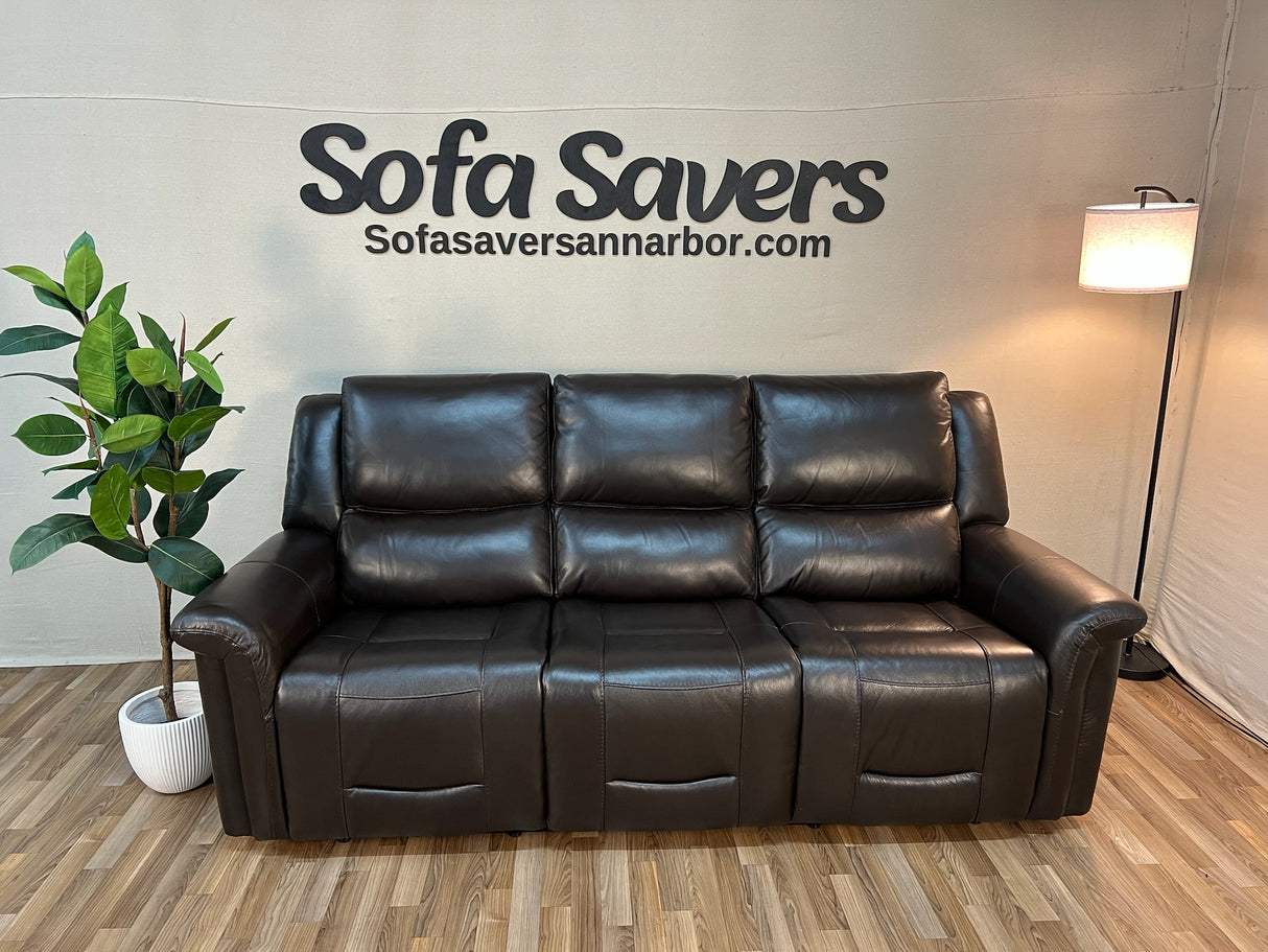Brown Costco Alba Leather Power Reclining Sofa