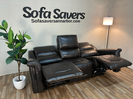 Brown Costco Alba Leather Power Reclining Sofa
