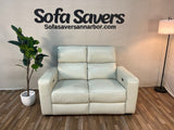 White Costco Kramer Leather Power Reclining Loveseat