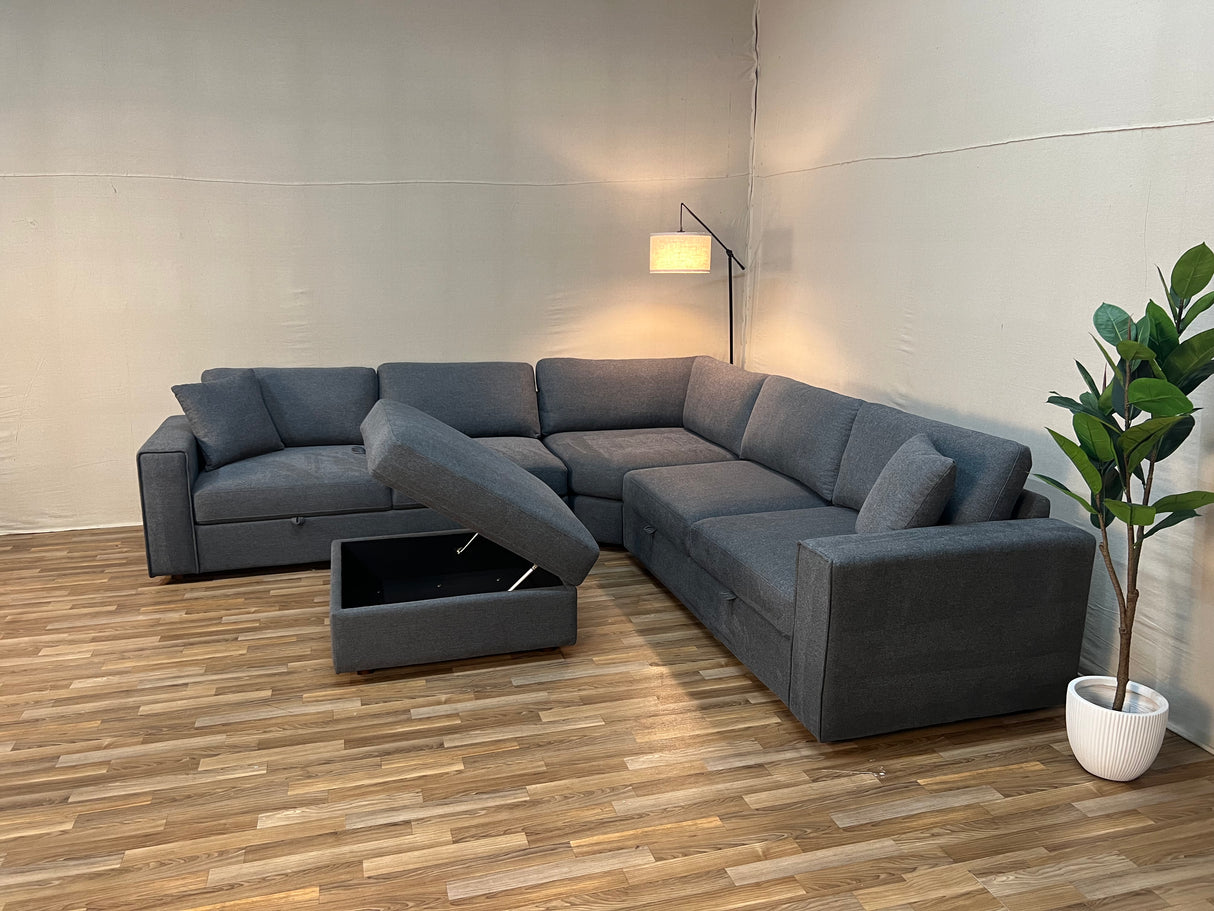 Gray Costco Thomasville Bryden 3-Piece Sectional w/ Storage Seats & Ottoman