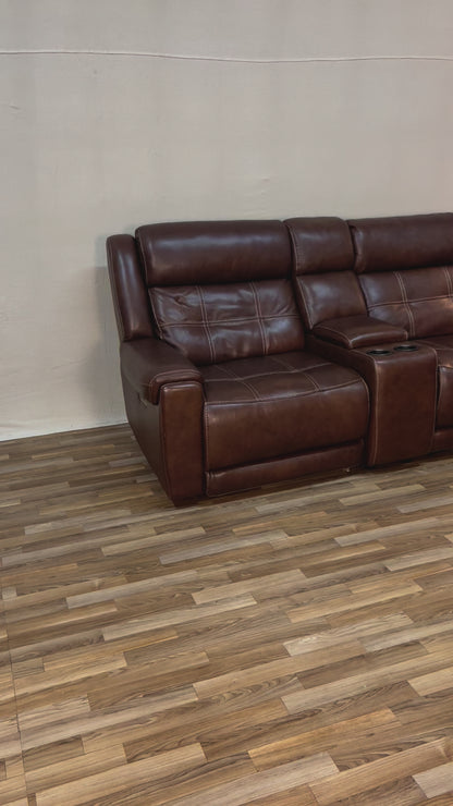 Brown Costco Concord 6-Piece Leather Power Reclining Sectional