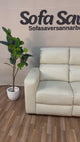 White Costco Kramer Leather Power Reclining Loveseat