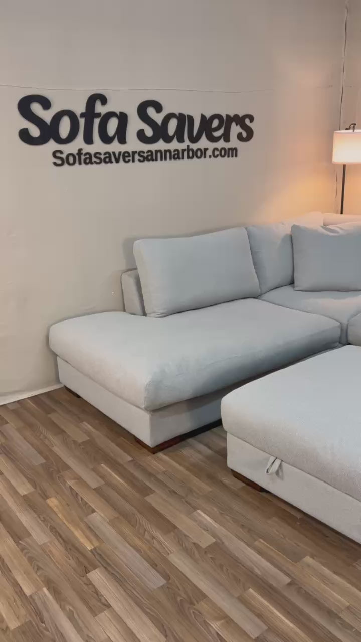 Gray Costco Henredon Larkin 2-Piece Sectional w/ Storage Ottoman