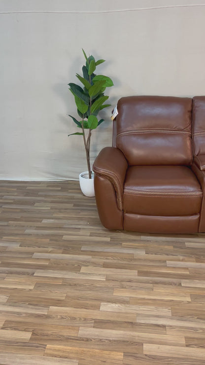 Brown Costco Oliver Leather Power Reclining Loveseat