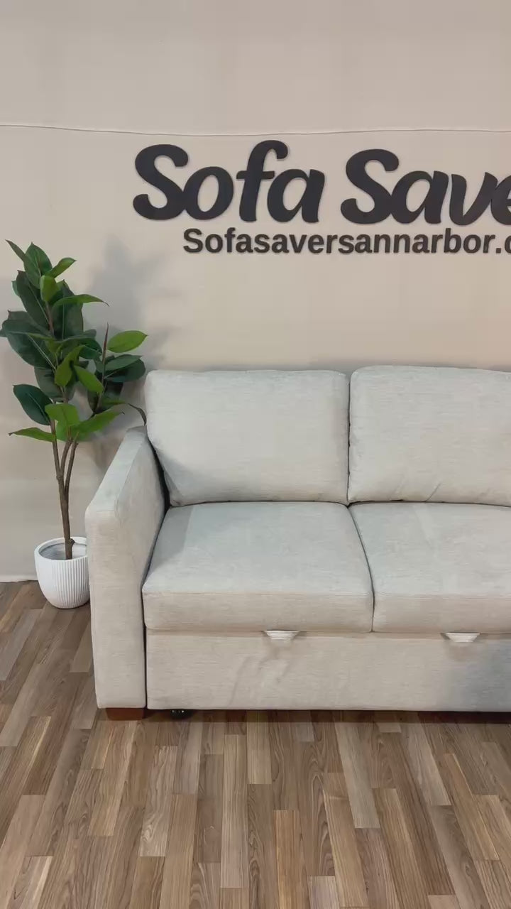 Beige Costco Coddle Luke Sleeper Sectional w/ Reversible Storage Chaise